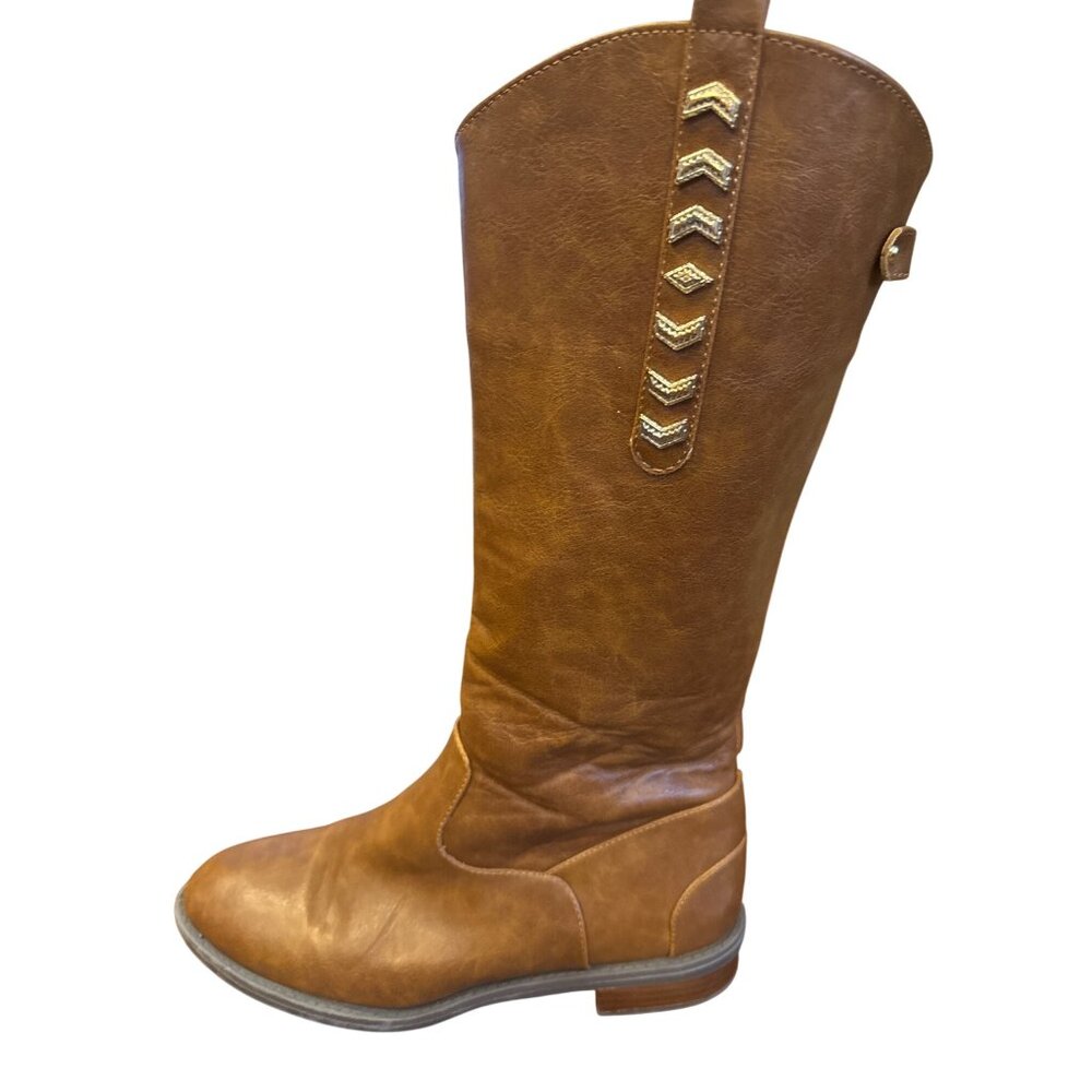 Sam Edelman Pia Samara Distressed Brown Tall Riding Boots US 5 Equestrian - Picture 2 of 15